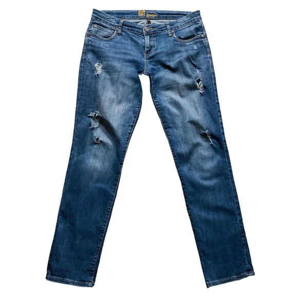 Kut From The Kloth Womens Jeans size 4 Dark Wash Distressed Cotton Denim Stretch - Picture 1 of 11